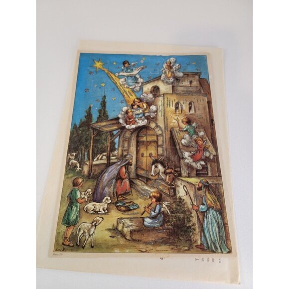 Advent Calendar Haco West Germany Nativity Stable Angel Relgious Jesus - Picture 1 of 4